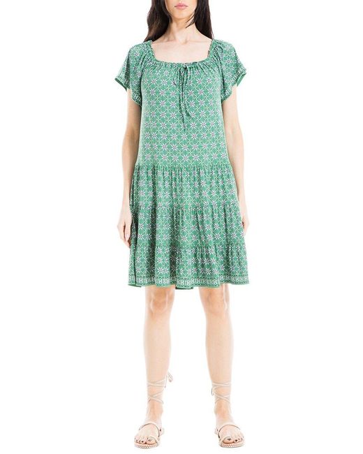 Max Studio Green Tiered Short Dress