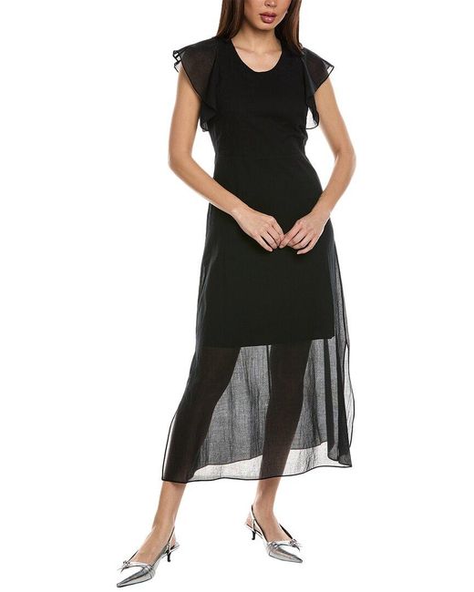 Theory Black Flutter Midi Dress