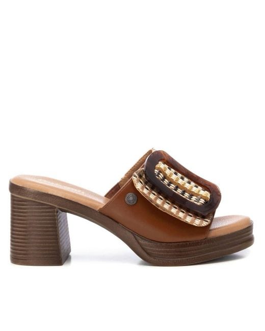 Xti Brown Block Heel Sandals