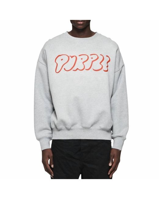 Purple Brand Gray Outline Heavyweight Fleece Crewneck Sweatshirt for men