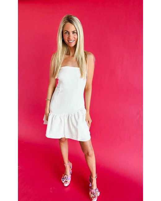 TCEC Red Elegance Strapless Ruffle Mini Dress