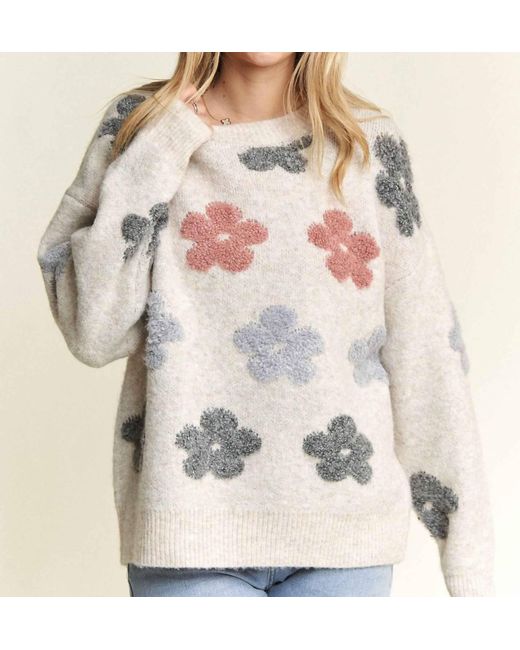 Madelyn Natural Puff Flower Sweater
