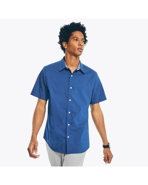 Nautica Blue Navtech Trim Fit Printed Shirt for men