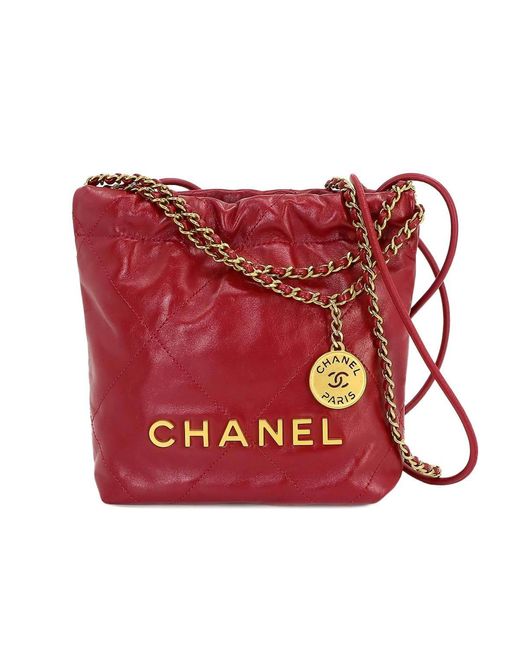 Chanel Red 22 Leather Shoulder Bag (pre-owned)