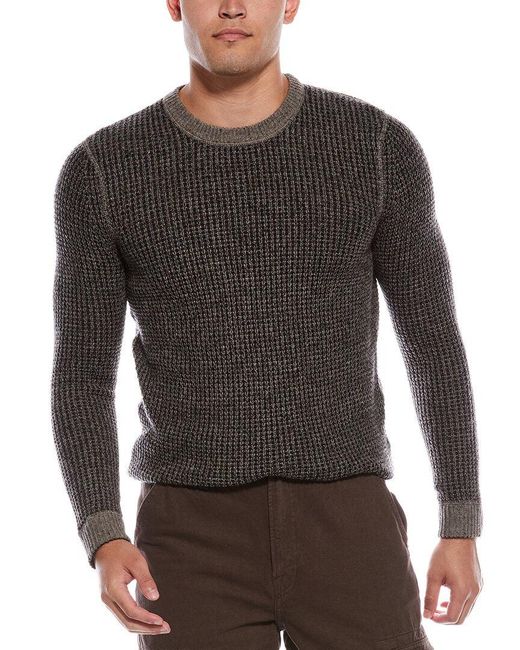 Autumn Cashmere Gray Wool & Cashmere-Blend Waffle Crewneck Sweater for men