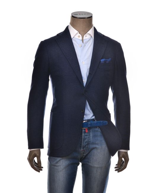 Sartorio Napoli Blue Dark- Houndstooth Wool Sport Jacket for men