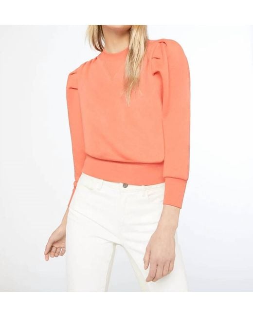 FRAME Orange Shirred Sweatshirt