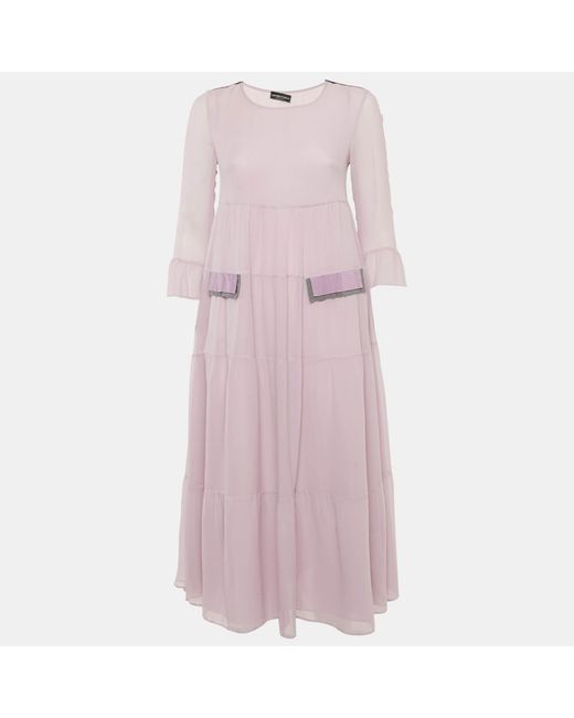 emporio armani pink dress $875 Emporio Armani Women's Pink Round-Neck Cap-Sleeve Fit & Flare Dress Size 44