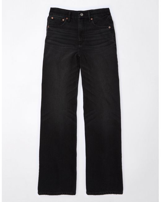 American Eagle Outfitters Black Ae Strigid Curvy Super High-waisted baggy Straight Jean