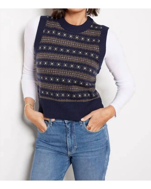 Faherty Brand Blue Highland Fair Isle Sweater Vest In Navy