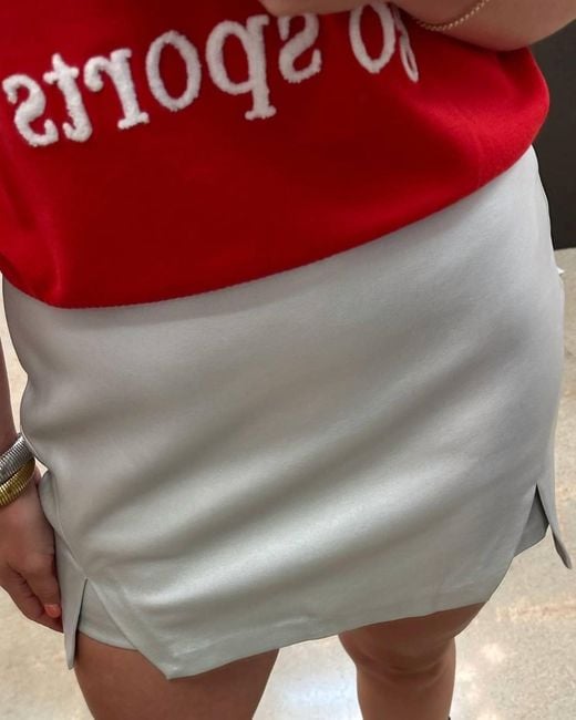 Endless Rose Red Leather Front Slit Skort