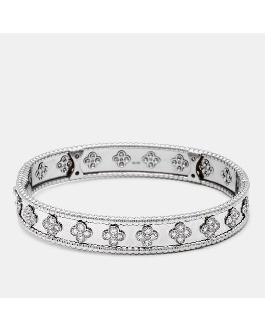 Van Cleef & Arpels Metallic Clover Diamonds 18k White Gold Bracelet L