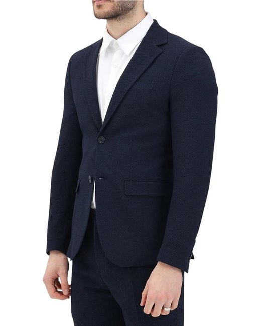 SELECTED Blue Polyester Viscose Elastane Slim Fit Jacket for men