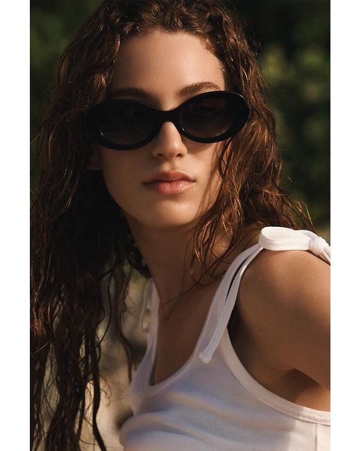 Varley Black Lambeth Oval Sunglasses
