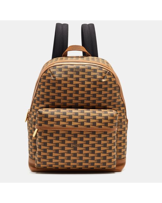 Bally Brown Printed Coated Canvas Bord Trecky Backpack