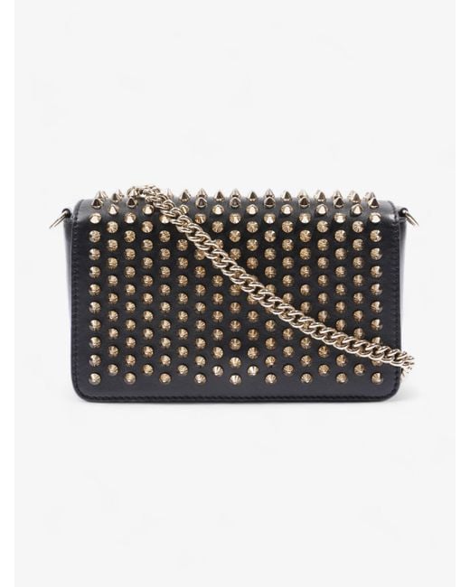 Christian Louboutin Black Zoom Pouch Spikes Leather Crossbody Bag