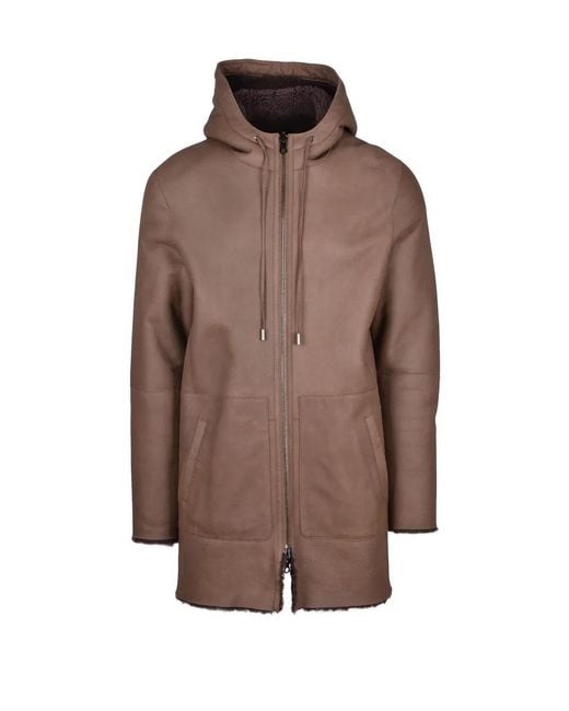 Desa Nineteenseventytwo Brown Shearling Coat for men