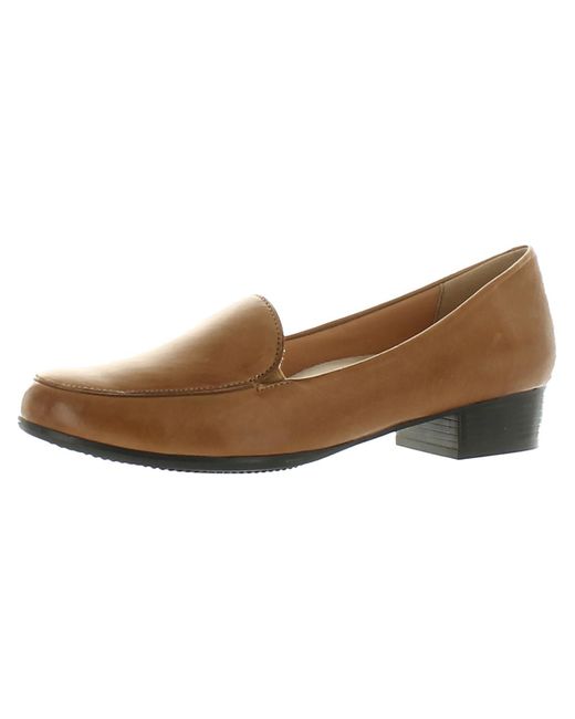 Trotters Brown Monarch Leather Block Heel Slip On Shoes