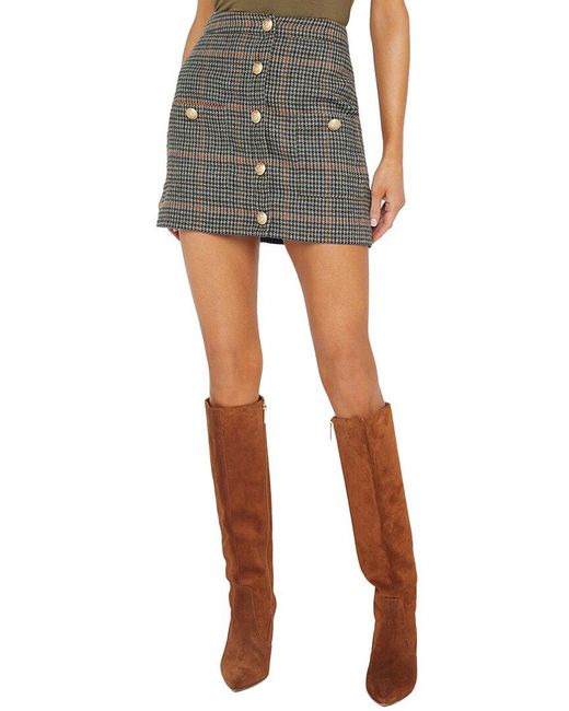 L'Agence Gray Zander Button Mini Skirt