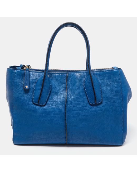 Tod's Blue Leather Small D-styling Shopper Tote