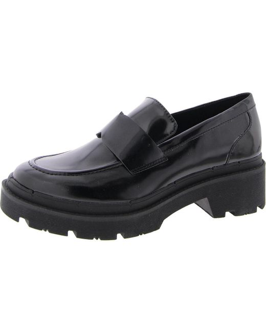 Steve Madden Black Shout Leather Slip On Loafers