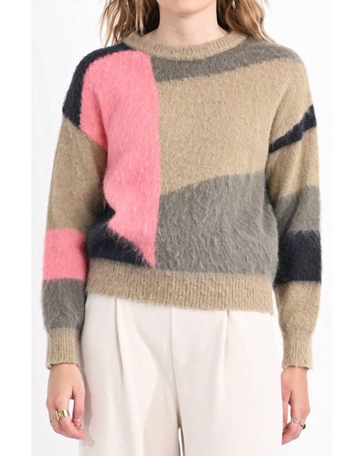 Molly Bracken Multicolor Cortney Color Block Sweater In Multi Color