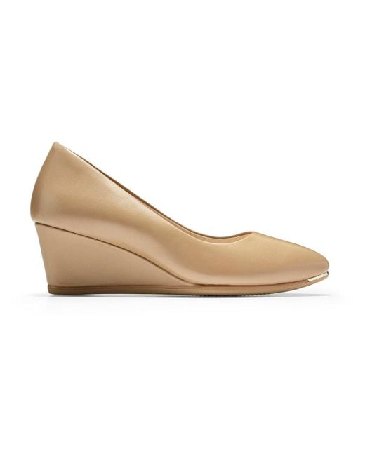 Cole Haan Natural Grand Ambition Leather Slip-on Wedge Heels