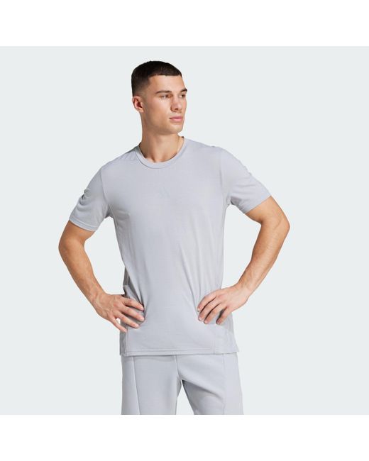 Adidas Blue Designed 4 Training 3-Stripes Tee for men