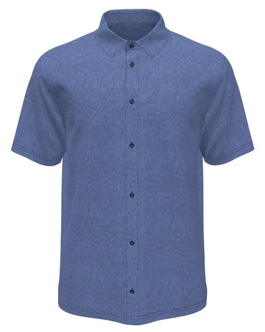 PGA TOUR Blue Moisture Wicking Short Sleeve Button-down Shirt for men