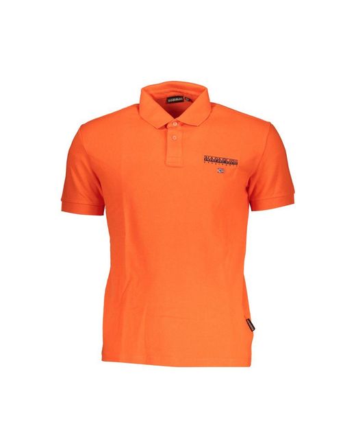 Napapijri Orange Cotton Polo Shirt for men