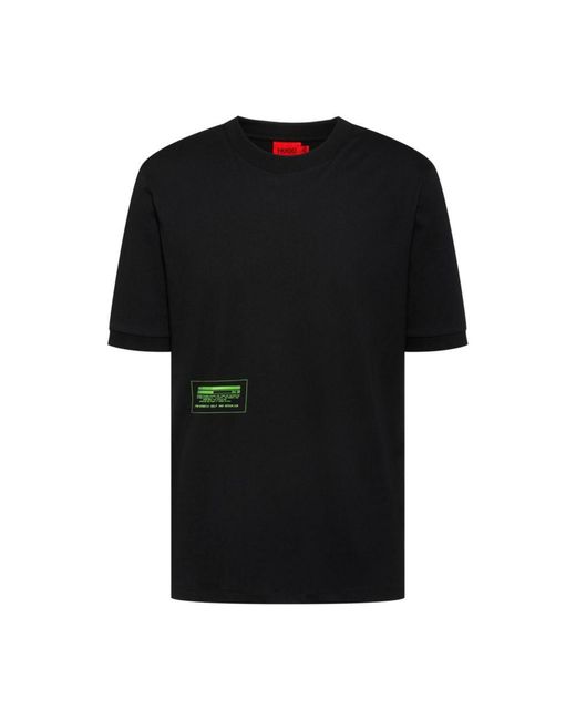 HUGO Boss - Relaxed Fit T Shirt In Cotton With Cyber Manifesto Logo in ...