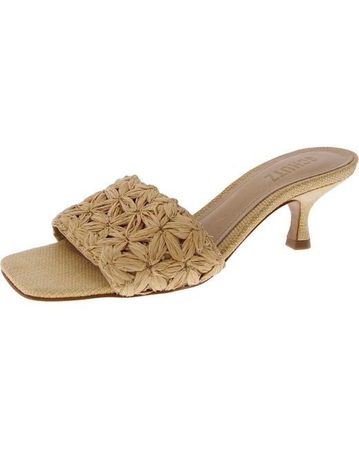 SCHUTZ SHOES Brown Delathia Slip On Square Toe Mule Sandals