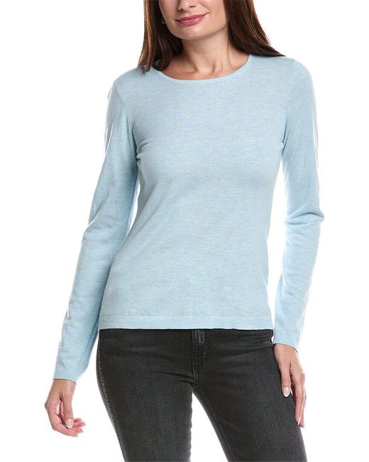 Forte Blue Crewneck Silk & Cashmere-Blend Sweater