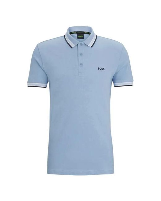 Boss Blue Paddy Pique Cotton Short Sleeve Polo T-shirt for men