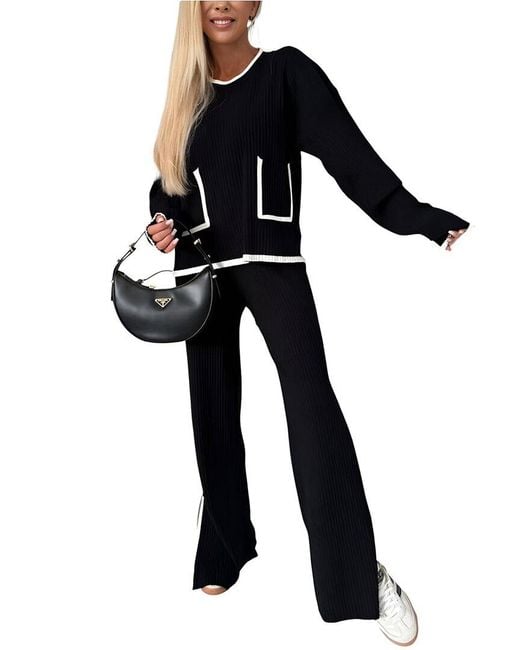 Esea Black 2Pc Sweater & Pant Set