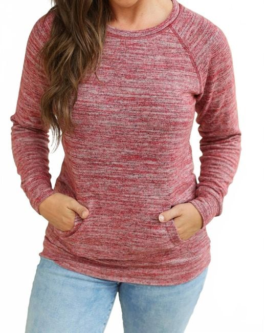 Michelle Mae Red Pocket Pullover Top