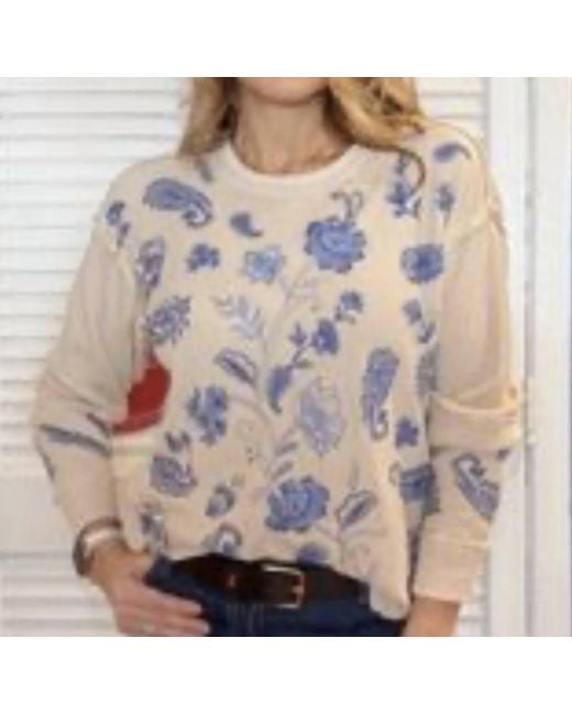 Johnny Was Gray Patchwork Thermal Top