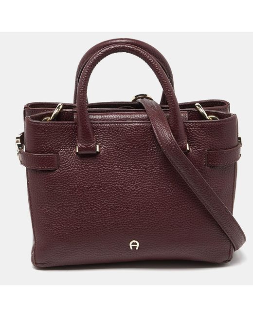 Aigner Red Maroon Leather Tote