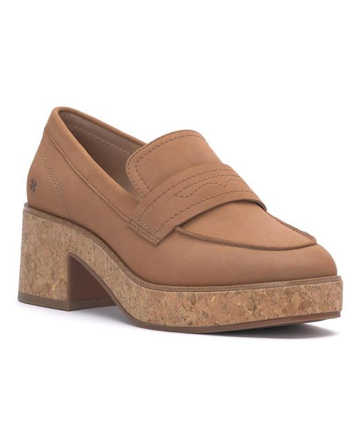 Lucky Brand Brown Palti Leather Slip On Loafer Heels