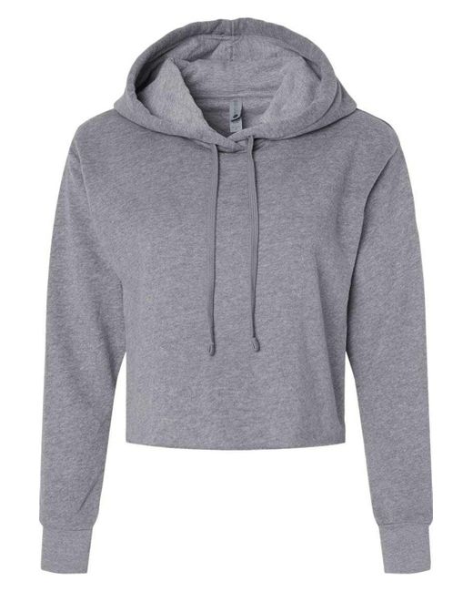 Next Level Gray Laguna Sueded Raw Edge Crop Hoodie