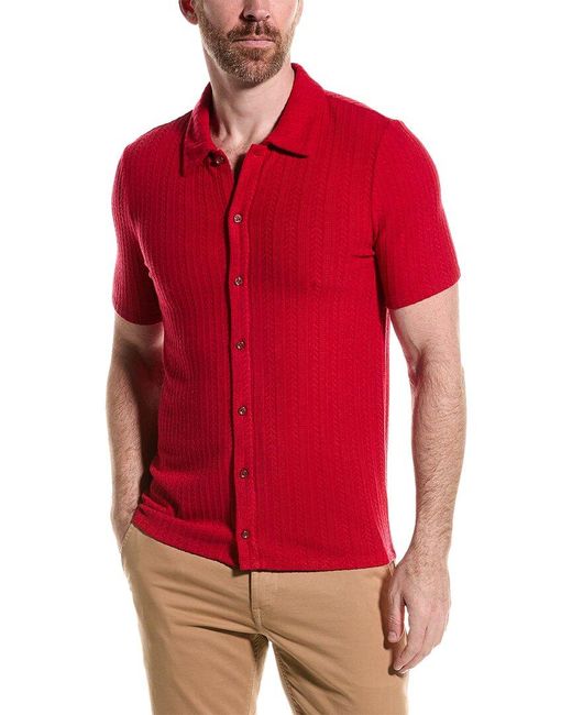 Paisley & Gray Red Pointelle Slim Fit Polo Shirt for men