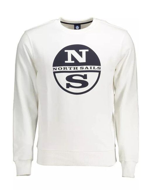 North Sails Gray White Cotton Sweater for men