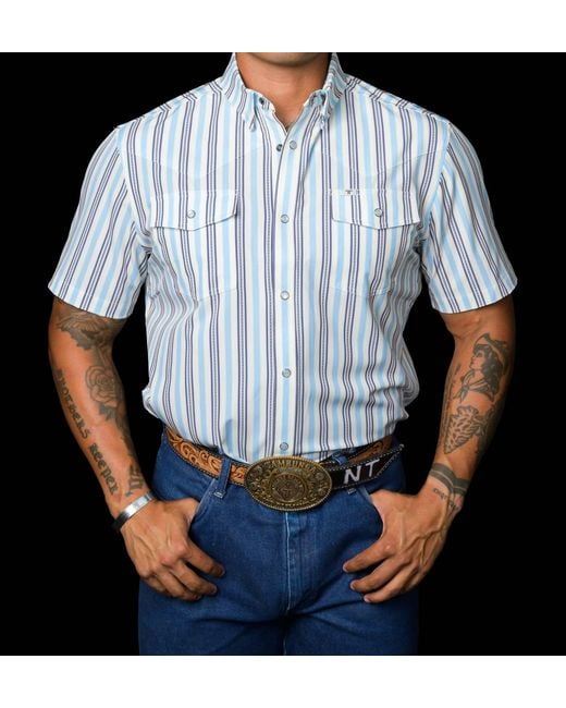 Farrell Blue Jake Short Sleeve Snap Top for men