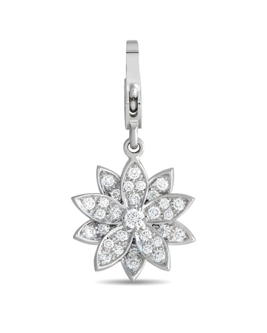 Van Cleef & Arpels White Lotus 18k Gold 0.46ct Diamond Flower Charm Vc05-012324
