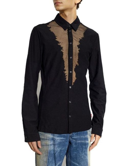 DIESEL Blue Artistic Shirt With Premium Fabric Blend for men