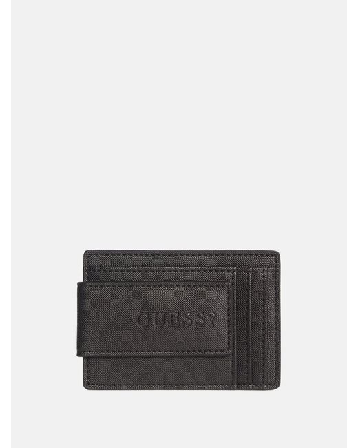 Guess Factory Gray Logo Money Clip Card Holder for men