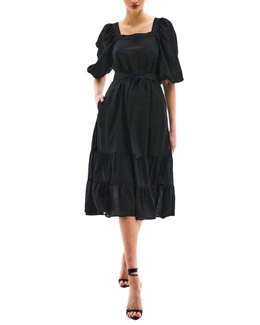 BGL Black Silk-Blend Midi Dress