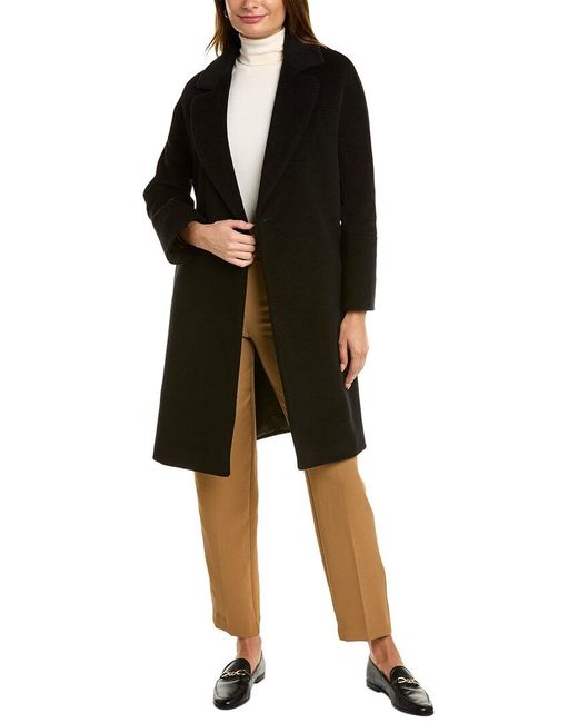 Cinzia Rocca Black Wool & Cashmere-blend Wrap Coat