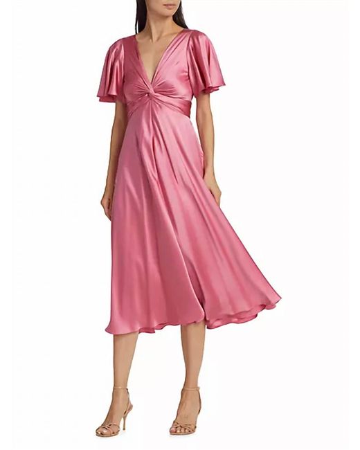 Prabal Gurung Pink Twisted Silk Midi Dress