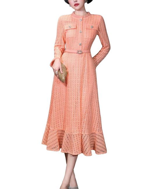 BURRYCO Pink Solid Midi Dress